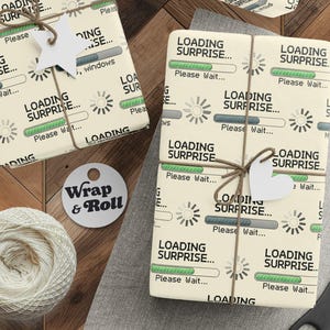 OS Gamer Wrapping Paper | Loading Surprise Gift Wrap | Funny Techie Birthday Paper | Geeky All Occasion Gift