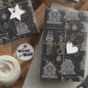 Julklappspapper för ritning | Presentpapper för arkitekter | Julklappspapper för ingenjörer | Present till honom | Teknisk ritning