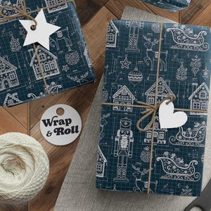 クリスマス設計図ラッピングペーパー | 建築家向けホリデーギフトラッピングペーパー | エンジニア向けクリスマスラッピングペーパー | あらゆる機会に使えるオタク向けギフト
