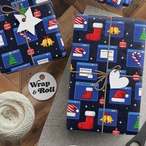 Y2K Christmas Wrapping Paper | Nerdy Gamer Gift Wrap | 90s Computer Aesthetic | Retro Pixel Art Holiday Paper