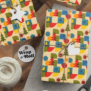 Mid Century Modern Christmas Wrapping Paper | Retro Holiday Gift Wrap | Atomic Age Xmas Paper | Vintage Geometric