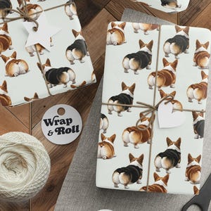 Funny Corgi Butt Wrapping Paper | Cute Dog Gift Wrap | All Occasion Animal Lover Gift | Corgi Mom Dad Present