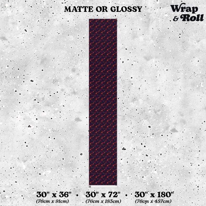 Gothic Halloween Wrapping paper | Orange and Purple Spooky Gift Wrap | Horror Birthday Paper | All Occasion Dark Decor image 10