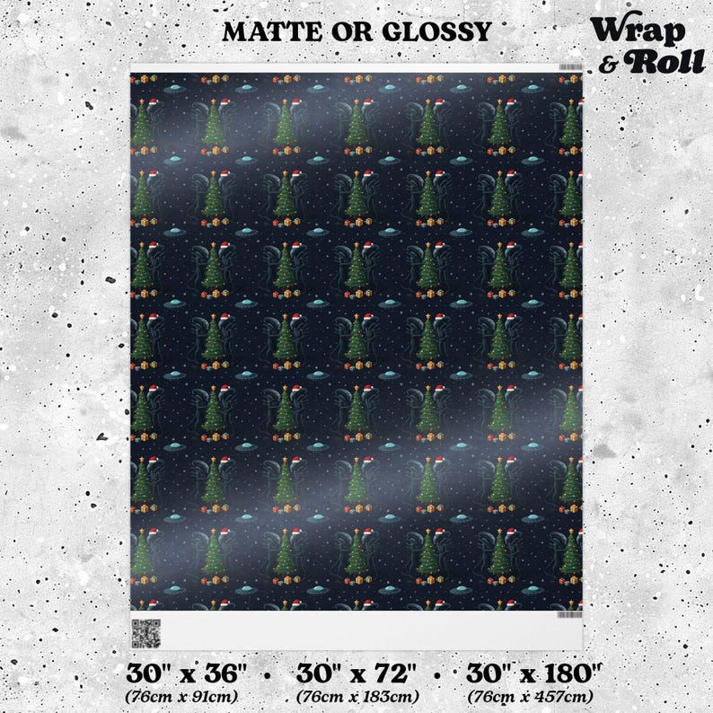 Sci-Fi-Horror-Weihnachtsgeschenkpapier | Lustiges Alien-Geschenkpapier | Feiertagsgeschenkpapier mit Galaxie-Monstern | Nerdiger Weltraum-UFO-Druck Bild 7
