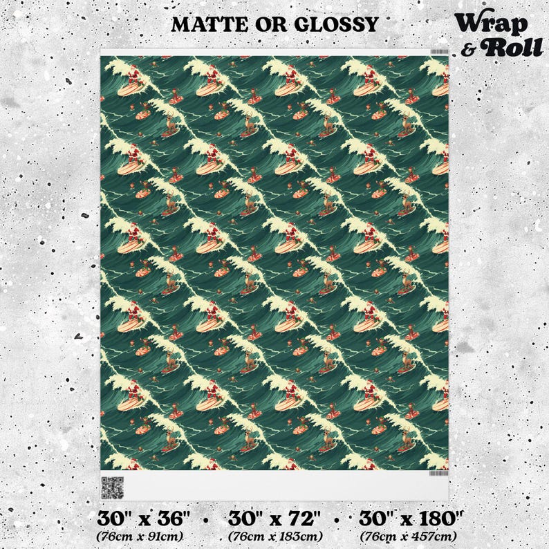 Surfing Santa Wrapping Paper | Funny Christmas Gift Wrap | Beach Xmas Paper | Vintage Xennial Gen Z Tropical Holiday Reindeer Surfer Gift image 7