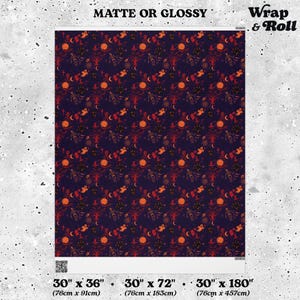 Gothic Halloween Wrapping paper | Orange and Purple Spooky Gift Wrap | Horror Birthday Paper | All Occasion Dark Decor image 6