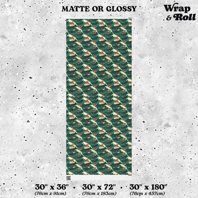 Surfing Santa Wrapping Paper | Funny Christmas Gift Wrap | Beach Xmas Paper | Vintage Xennial Gen Z Tropical Holiday Reindeer Surfer Gift image 8