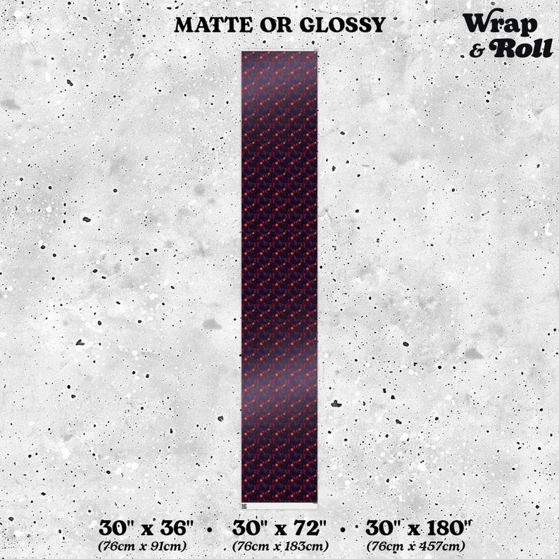 Gothic Halloween Wrapping paper | Orange and Purple Spooky Gift Wrap | Horror Birthday Paper | All Occasion Dark Decor image 11