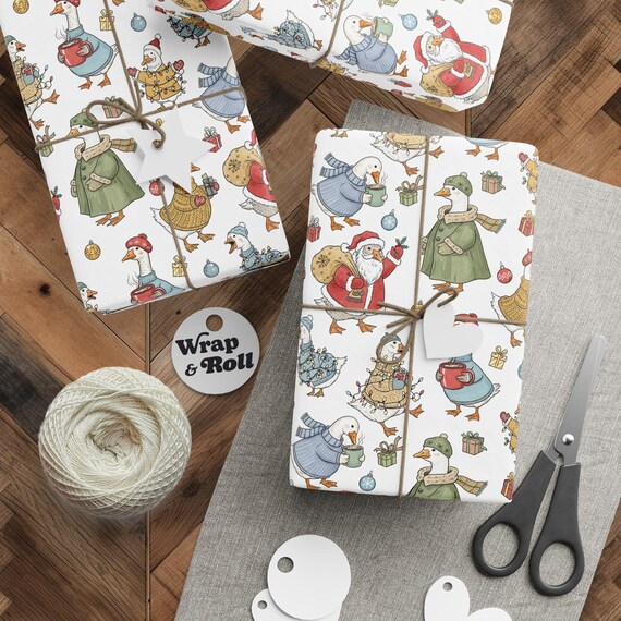 Funny Christmas Goose Wrapping Paper | Whimsical Holiday Gift Wrap | Cute Animal Xmas Paper | Silly Goose Humor
