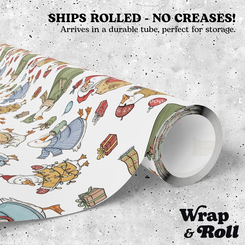 Funny Christmas Goose Wrapping Paper | Whimsical Holiday Gift Wrap | Cute Animal Xmas Paper | Silly Goose Humor image 2