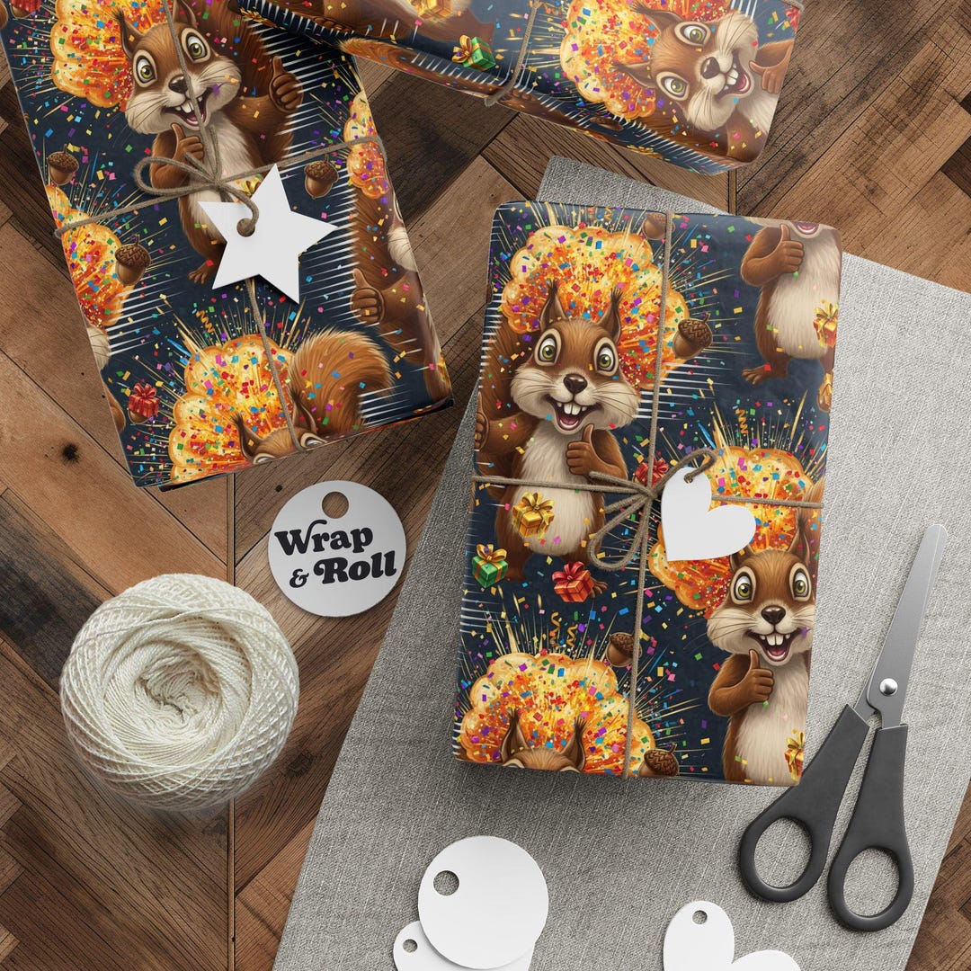 Funny Exploding Squirrel Wrapping Paper | Chaotic Animal Gift Wrap ...
