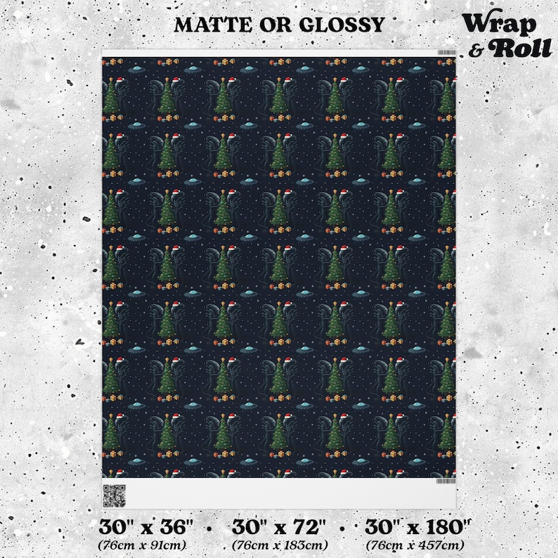 Sci-Fi-Horror-Weihnachtsgeschenkpapier | Lustiges Alien-Geschenkpapier | Feiertagsgeschenkpapier mit Galaxie-Monstern | Nerdiger Weltraum-UFO-Druck Bild 6