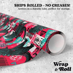 Street Art Godzilla Wrapping Paper | Graffiti Kaiju Gift Wrap | Urban Monster Paper | All Occasion Pop Art Gift image 2