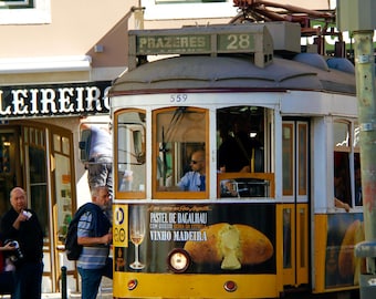 Lisbon Tram Print | Colorful Prazeres Street Scene (Digital Download)