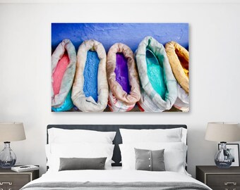 Moroccan Dyes Market Print – Vibrant Pigment Sacks, Colorful Wall Art (Digital Download)