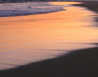 Golden Sunset Ocean Waves Print - Bohemian Beach Decor (Digital Download)