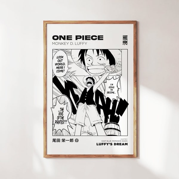 One Piece Poster, Luffy's Dream Print, One Piece Wall Art, Luffy Poster, Manga Poster, Manga Prints, Anime Prints