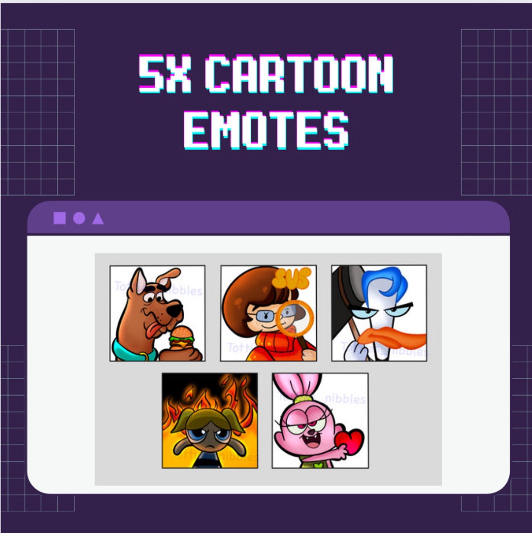 5x Cute Cartoon Emotes Pack for Twitch Youtube and Discord Full Set 1 ...