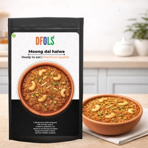Dfols Moong Dal Halwa Ready to Eat Indian Dessert 0.22lb 3.52oz 100g ムーングダールハルワ