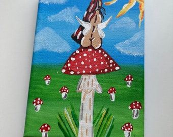 Mushroom fairy acrylic painting (Original)