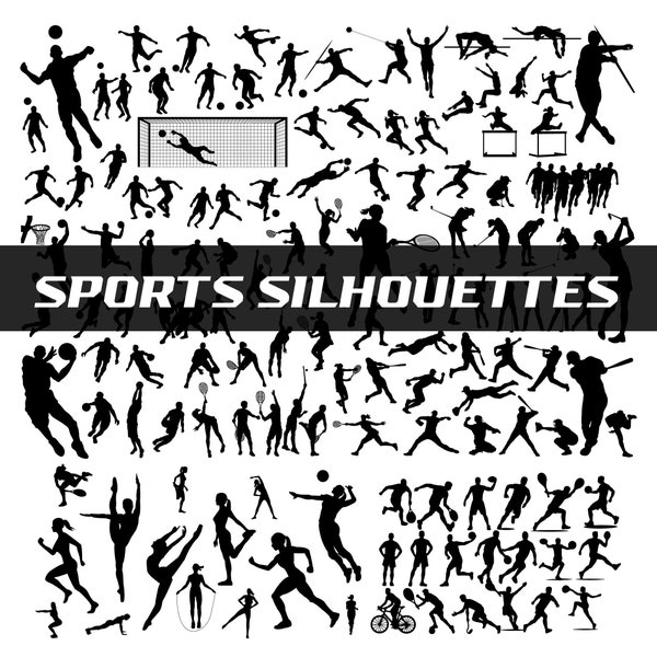 Sports Silhouette Svg, Men Women Atheles Silhouettes, SVG Vector Digital Download