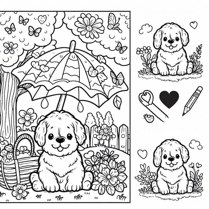 Printable Puppy Coloring Pages - Etsy