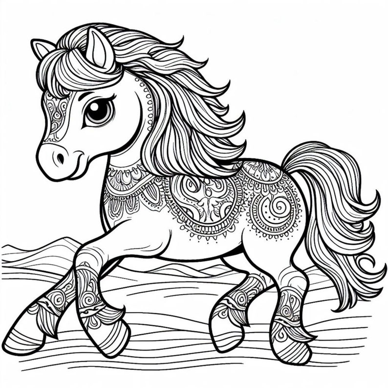 Printable Horse Coloring Pages PDF - Etsy