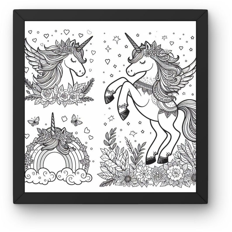 Printable Unicorn Coloring Pages - Etsy