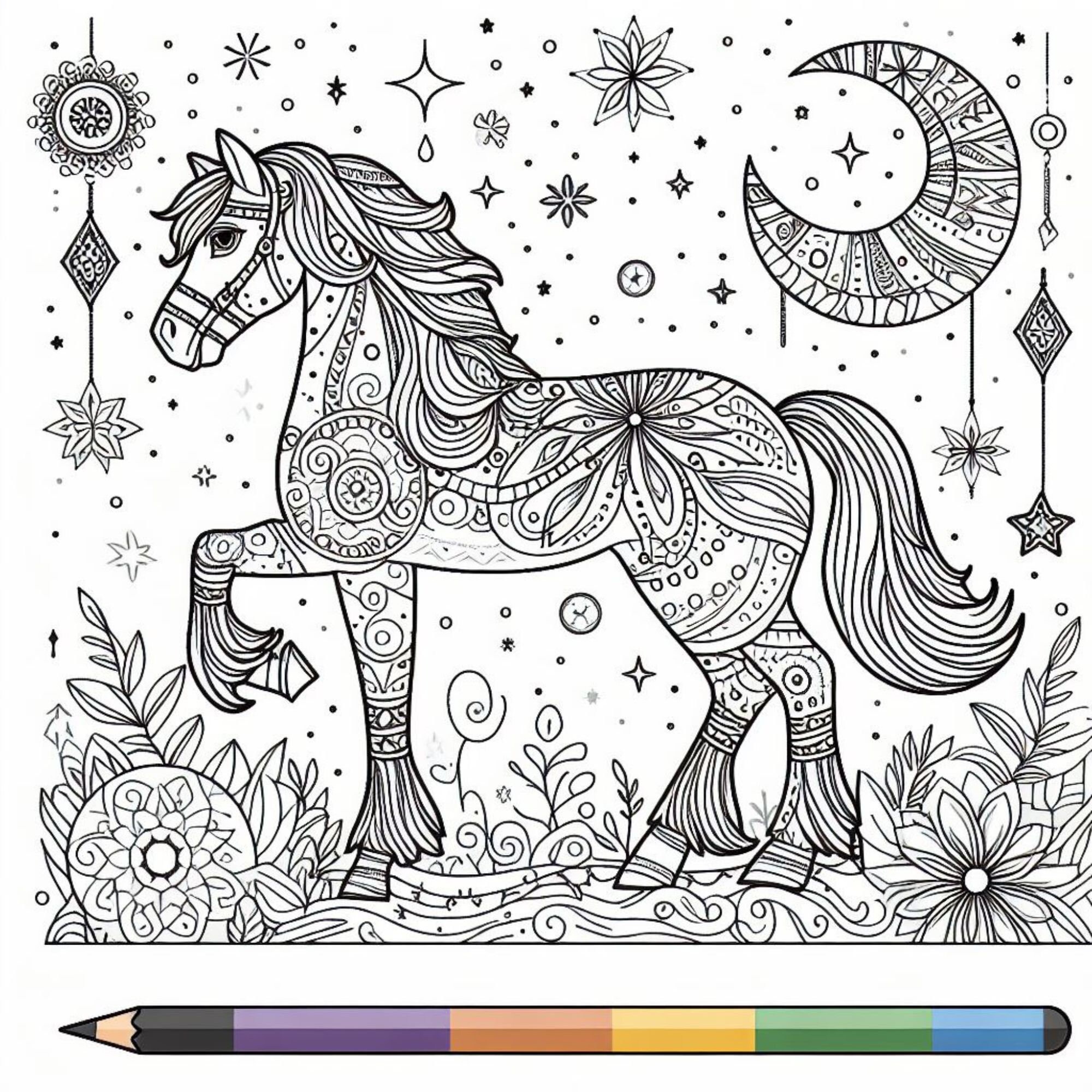 Printable Horse Coloring Pages PDF - Etsy