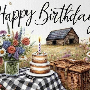Carte d'anniversaire rustique imprimable PDF