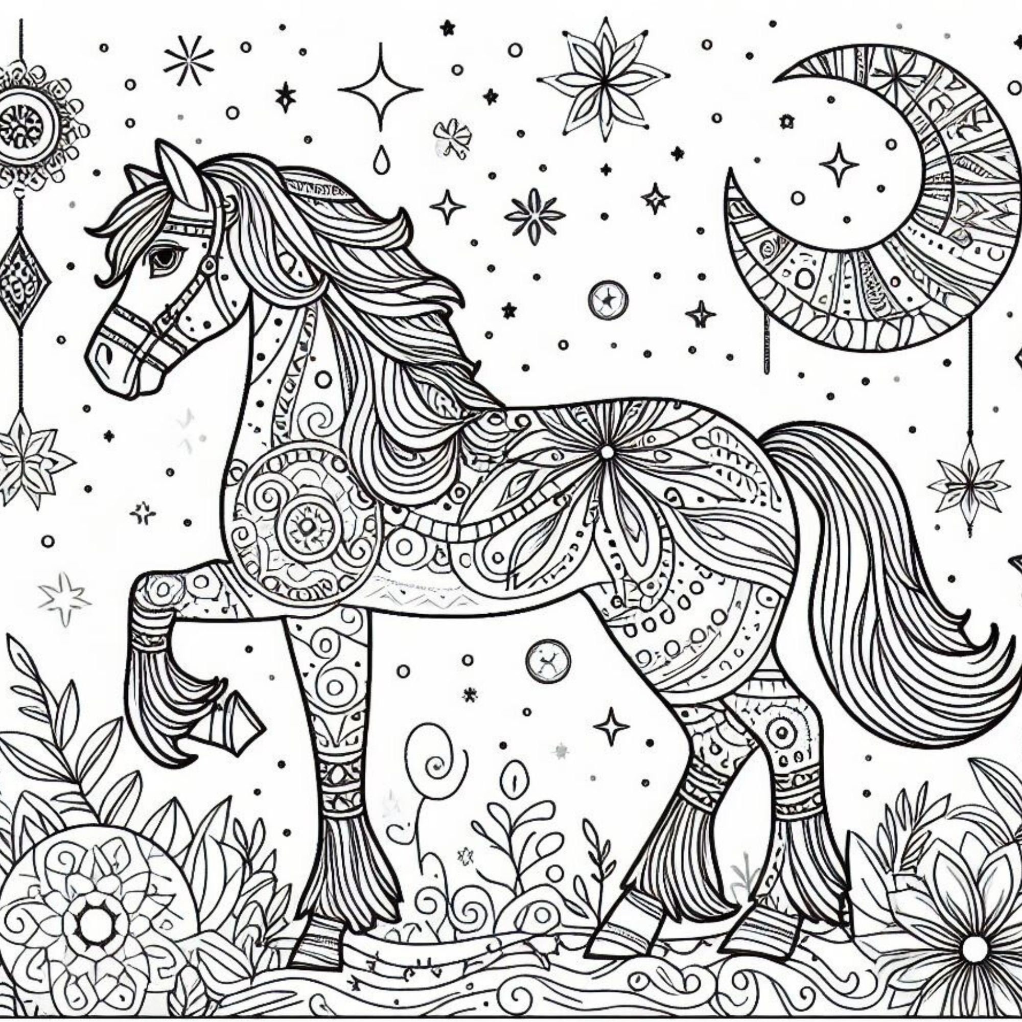 Printable Horse Coloring Pages PDF - Etsy