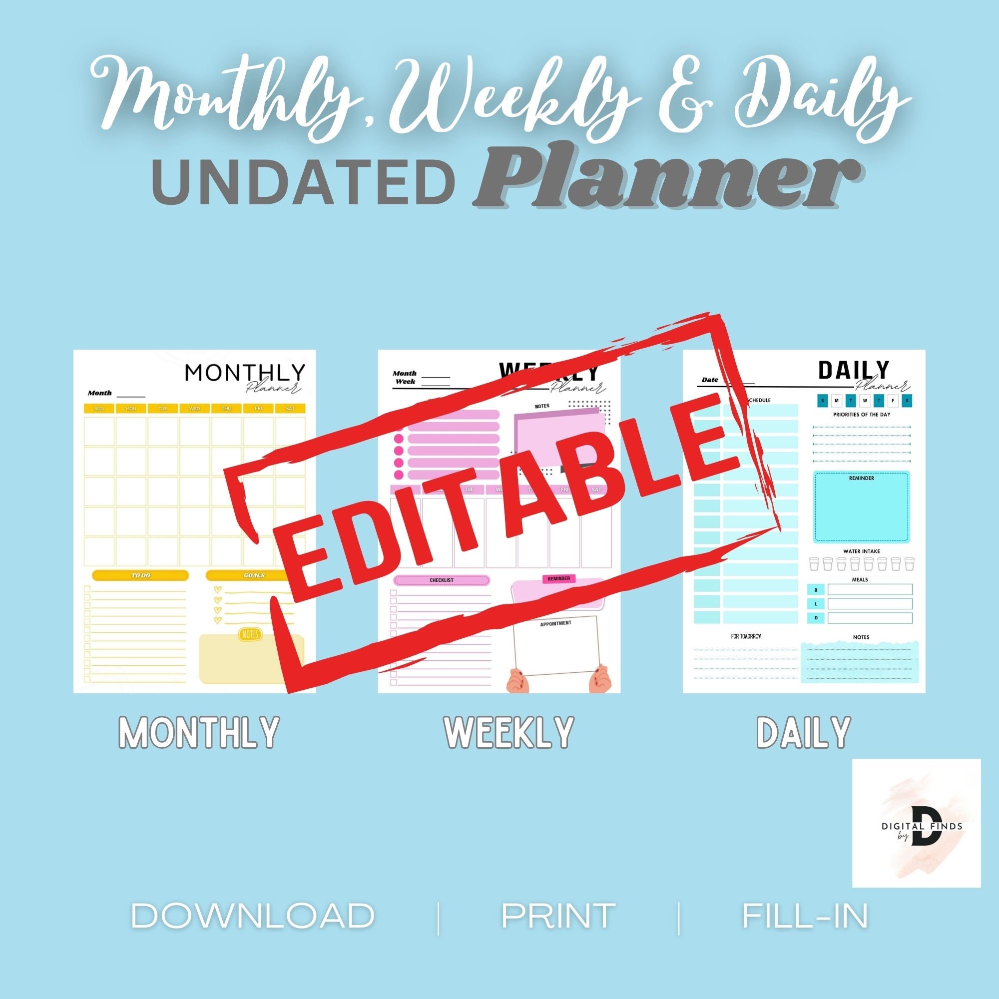 Fully Editable Planner Template Easy to Edit Canva Templates Daily ...