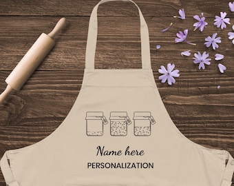 Personalized Organic Cotton Apron, Sourdough Starter, Custom Mother's Day Gift, Kitchen Apron for Mother, Mother Daughter Gift, Baking Gifts