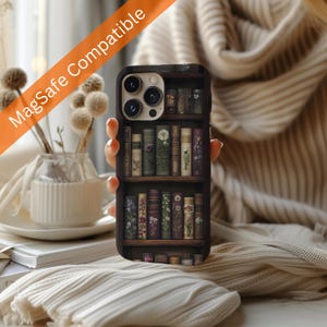 Boekenplank telefoonhoes MagSafe-hoes schoolse telefoonhoes Boek telefoonhoes gotische telefoonhoes Goth telefoonhoes iPhone 16 Pro-hoesje Magsafe