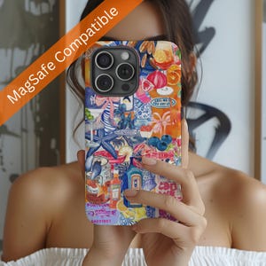 Italian Summer Collage MagSafe Phone Case, Mediterran Vacation Preppy MagSafe Case, European Summer Phone Case, iPhone 15 14 13 Pro Max Plus