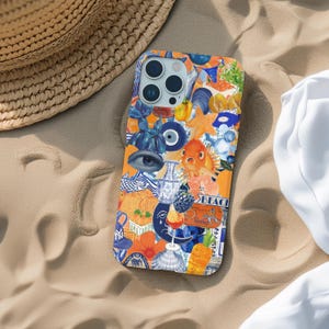 Blue Phone Case Aesthetic Summer Collage Phone Case Y2k Phone Case Italian Summer Phone Case Mosaic Phone Case European Summer Phone Case
