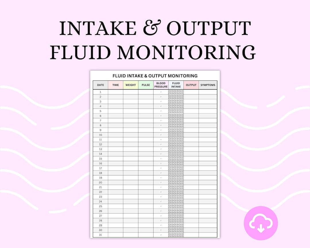 Fluid Intake and Output Monitoring Sheet - Etsy