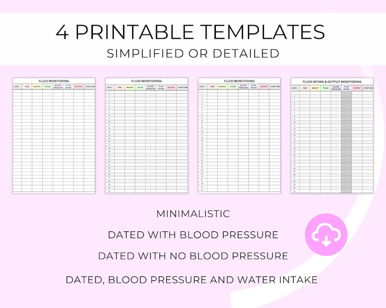 Fluid Intake and Output Monitoring Sheet - Etsy