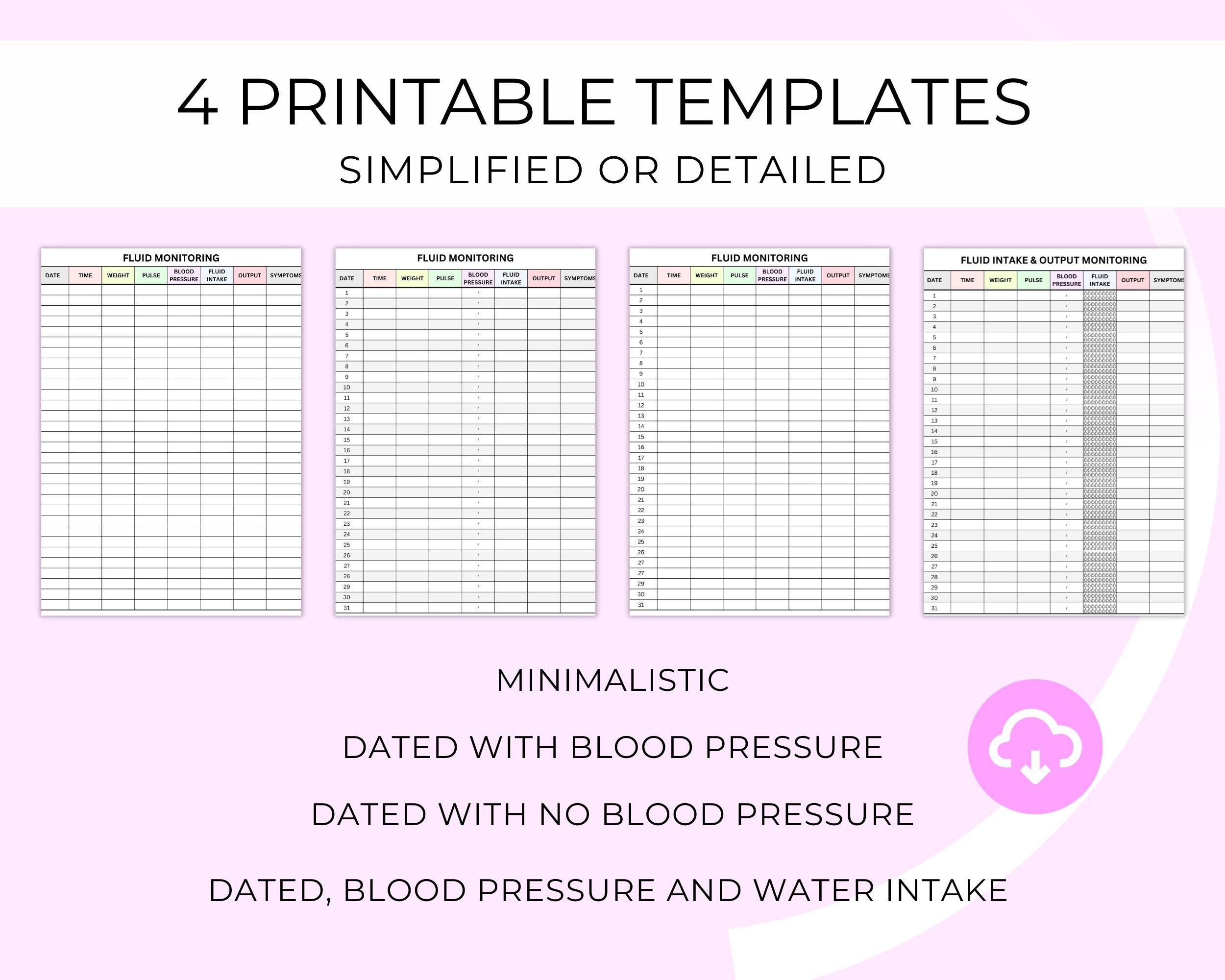 Fluid Intake and Output Monitoring Sheet - Etsy