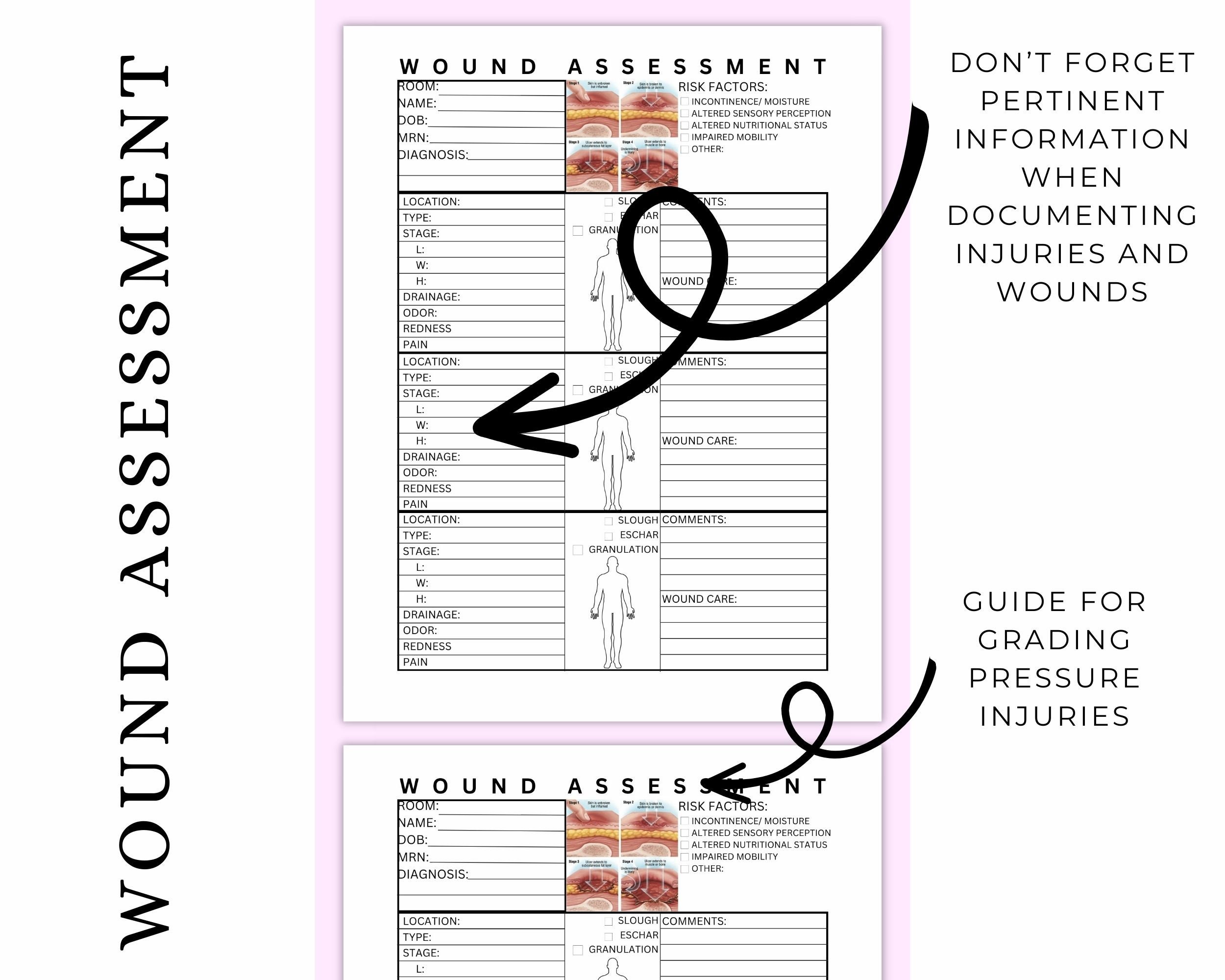 Wound Assessment Printable PDF Wound Care Documentation Wound Nurse Wound Assessment Printable PDF Wound Care Documentation Wound Nurse