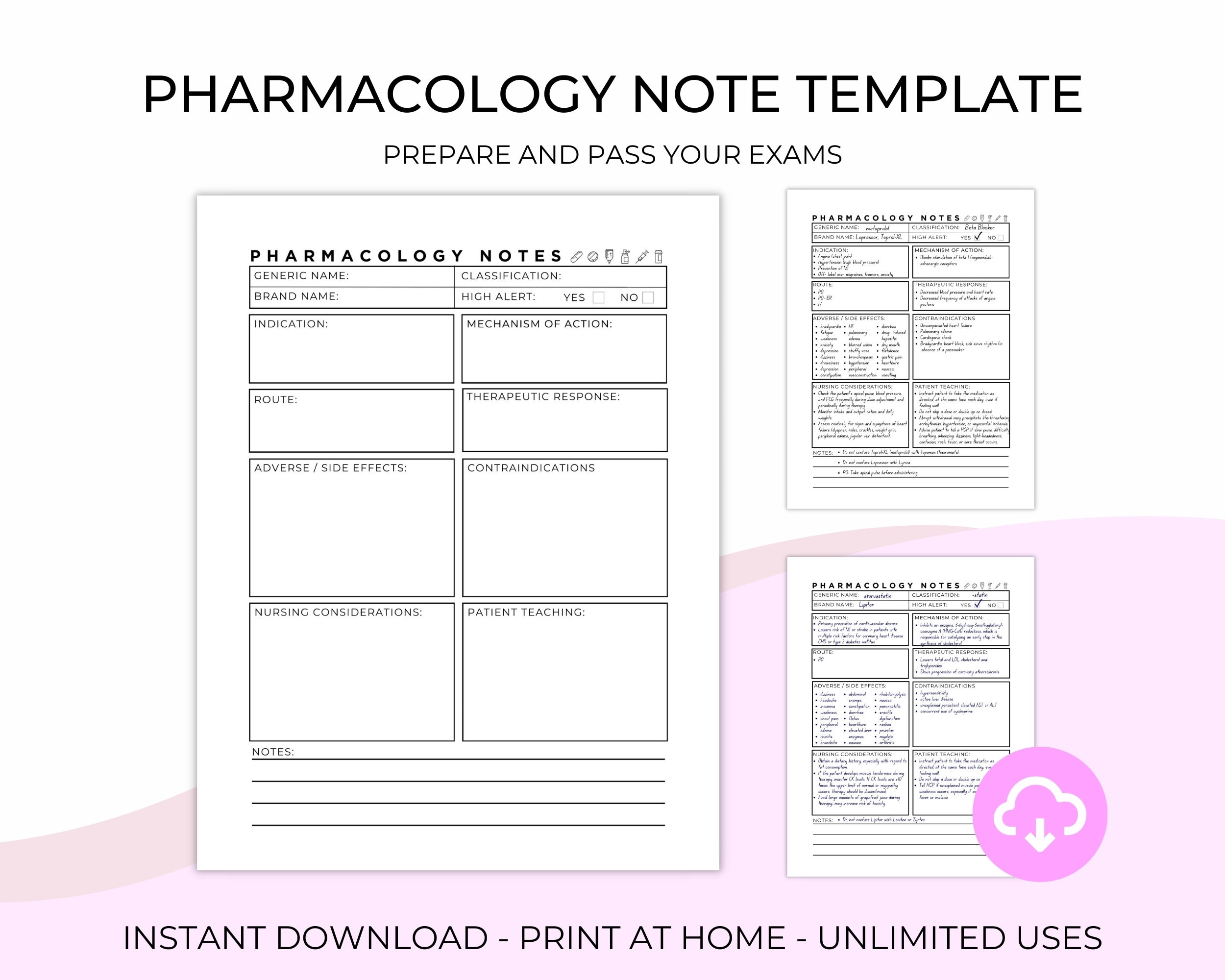 Nursing Pharmacology Blank Note-taking Template - Etsy