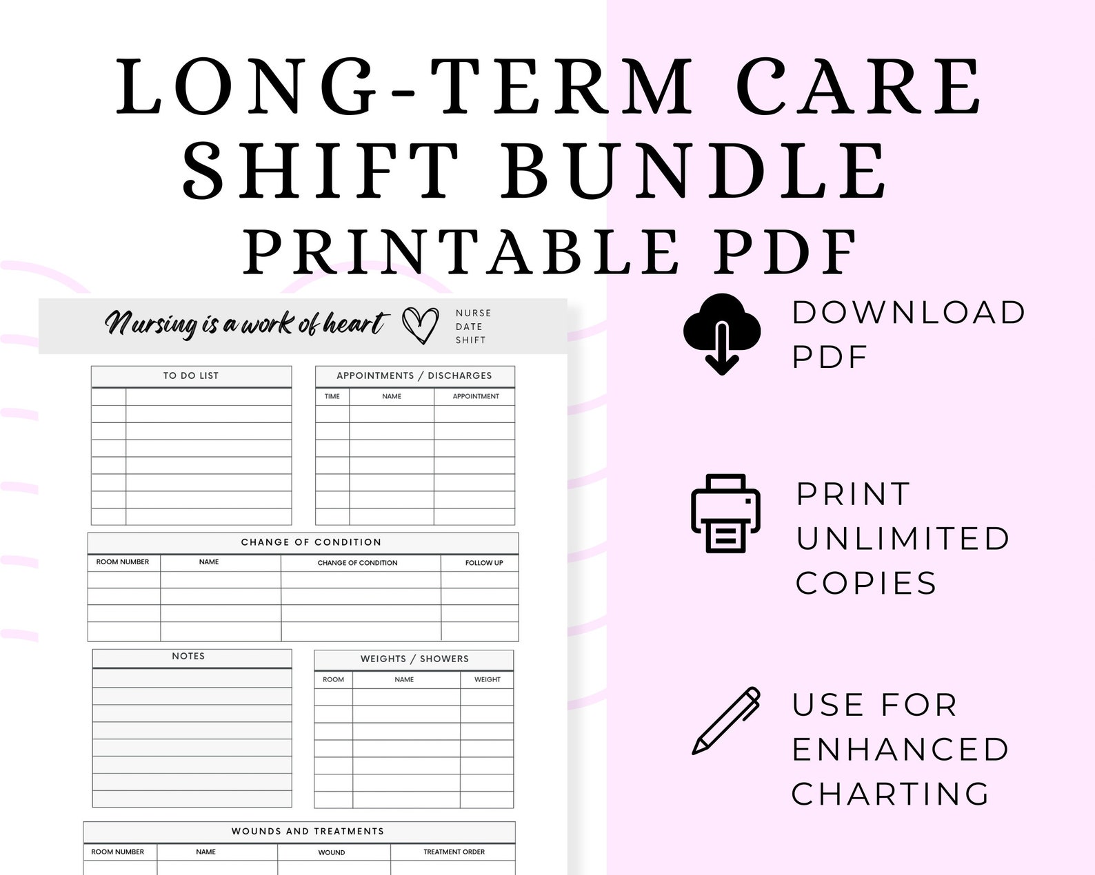 Long-term Care Shift Bundle, Skilled Nursing Home Organizer, LVN LPN ...