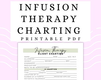 Infusion Therapy Charting, IV Hydration Assessment, IV Vitamin Therapy, Hydration Therapy, Medical Spa Documentation, IV Drip Med Spa Chart