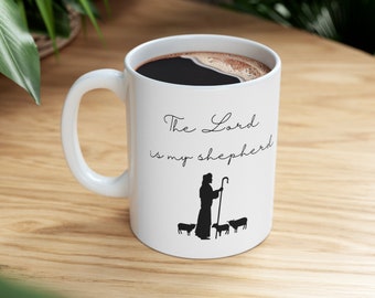 Heer is mijn herder, katholieke mok, religieus cadeau, cadeau voor moeder, koffie thee, katholieke minimalistische mok, leraar cadeau, cadeau voor haar, christelijk