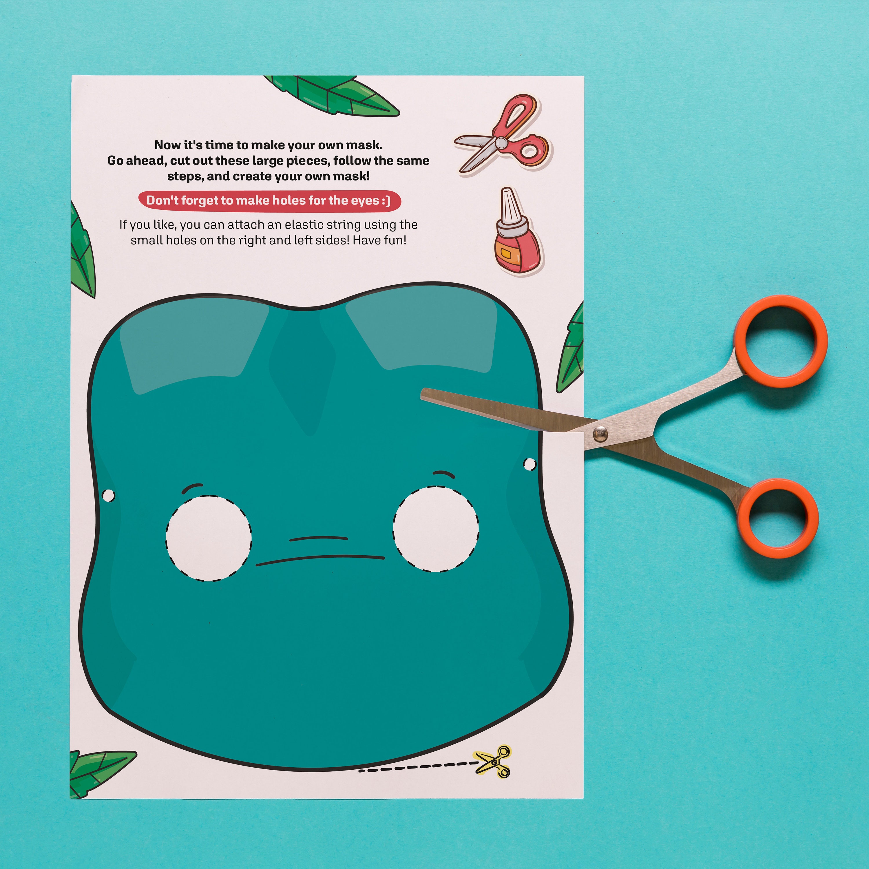 Elephant Mask, Printable Activity Book, Cut and Paste Worksheets With ...