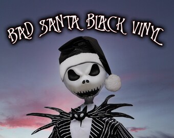 BLACK VINYL (Faux Leather): Handmade Santa Hat for Giant Home Depot Jack Skellington - 49 Inch Santa Hat for 13 Foot Halloween Skeleton