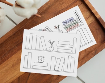 Cartões de acompanhamento de leitura para estante: Mini marcador de livro para colorir (download digital)