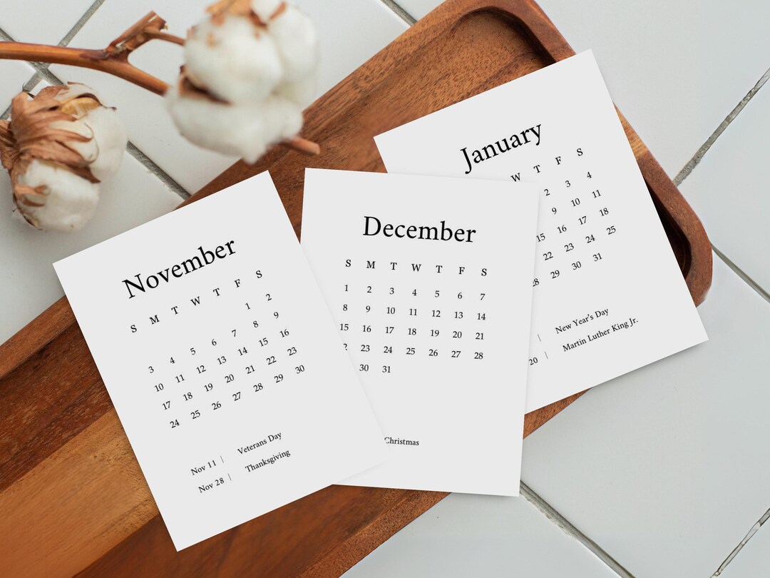 2024 & 2025 Mini Calendars 3x4, Monthly Calendar With Holidays, Planner