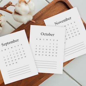 Printable 2026 & 2027 Mini Monthly Calendar Cards | Important Dates | 3in x 4in Card | Planner and Journal Insert | Sunday and Monday Starts