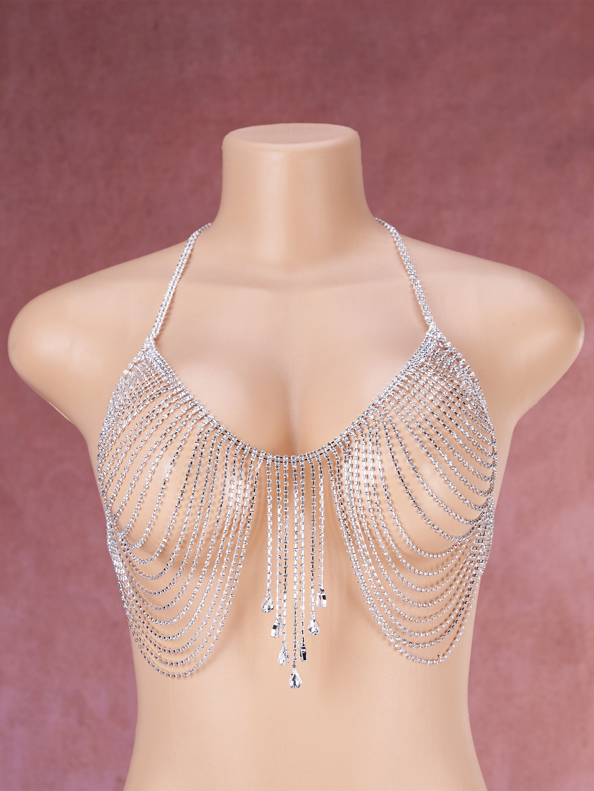 14k Gold Chain Bra Chain Bralette Chain Halter Top Gypsy Bikini